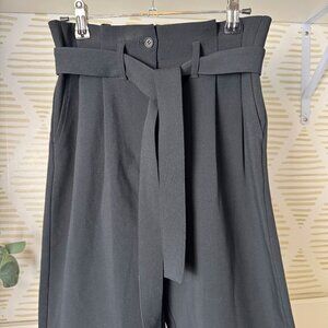 Smash + Tess Black Cuffed Leg, Front Tie paper Bag Pants | Black | 2XS